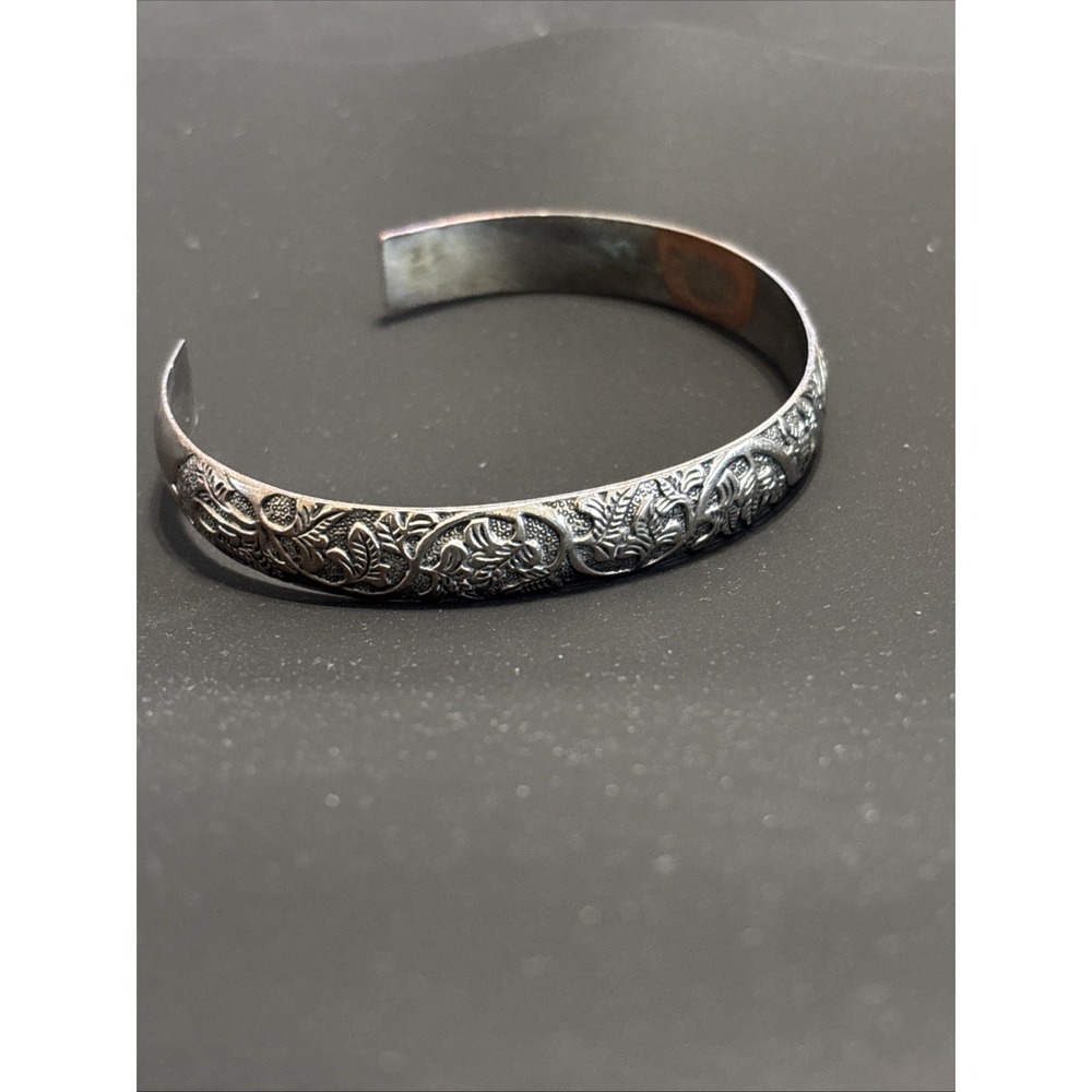 Vintage Ornate Floral Scroll Sterling Silver Cuff Bracelet 925 - Heavy 23.8g